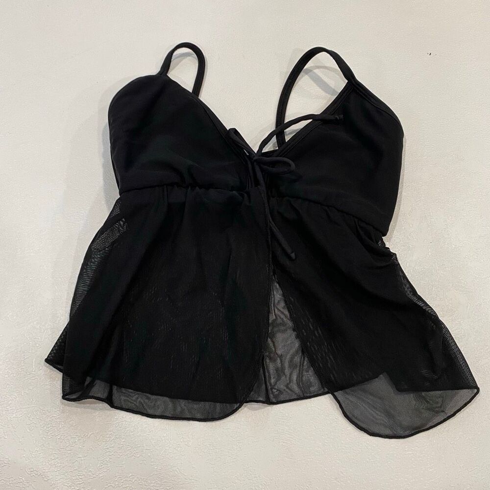 Tiger Friday Black Mesh Peplum Dance Top Adult Small Ballet Y2K - Picture 2 of 6